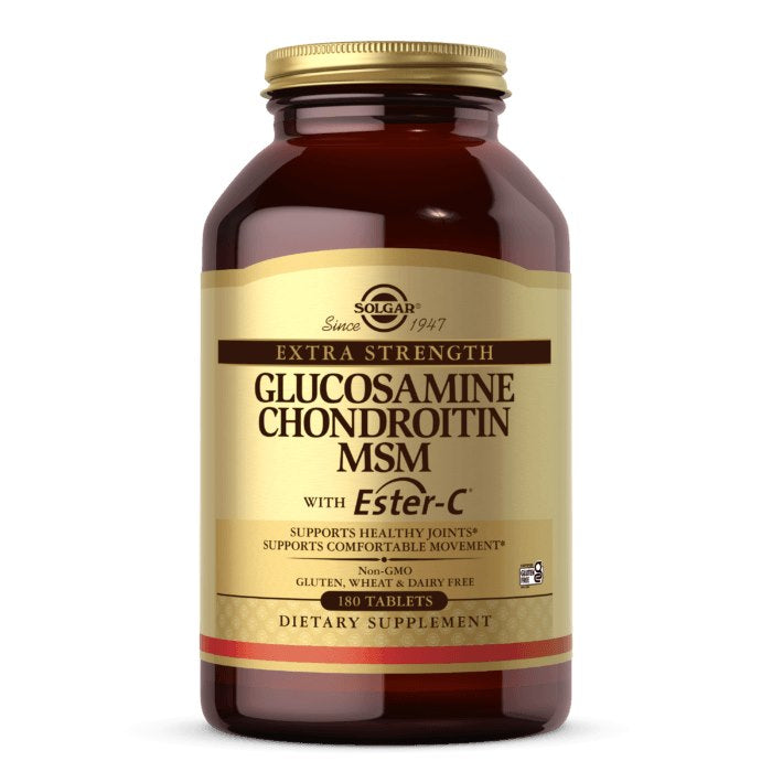 Solgar eriti tugev glükoosamiin, kondroitiin, MSM koos Ester-C-ga, 180 tabletti