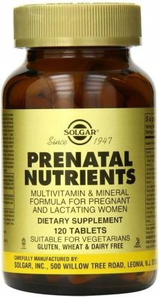 Solgar Prenatal Nutrients – rasedate vitamiinid ja mineraalained 120 tabletti