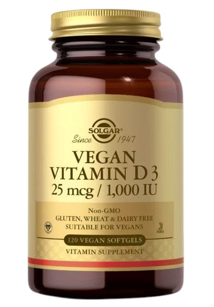 Solgar Vitamiin D3 25 mcg 1000 RÜ - Vitamiin D3 120 kaps.