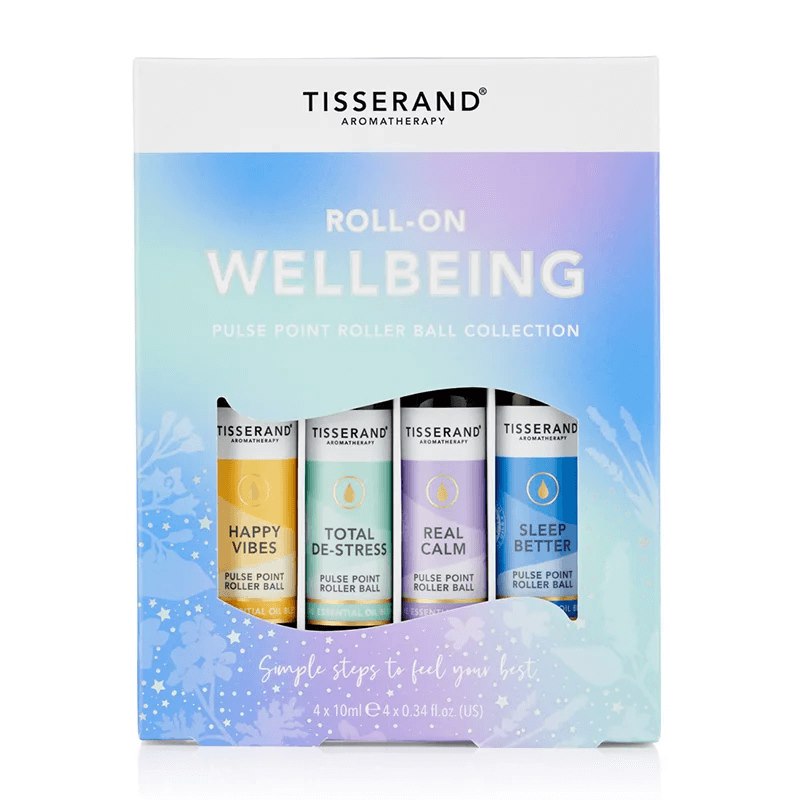 Tisserand Aromatherapy rull-deodorant "Wellbeing" – eeterlike rullõlide komplekt meeleolu parandamiseks 4 x 10 ml