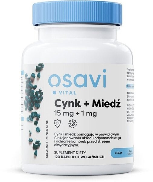 Osavi tsink 15 mg + vask 1 mg 120 kapslit