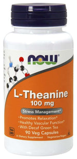 NOW FOODS L-teaniin 100 mg kofeiinivaba rohelise teega – L-teaniin ja roheline tee 90 kapslit