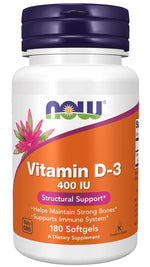 Now Foods vitamiin D-3, 180 kapslit
