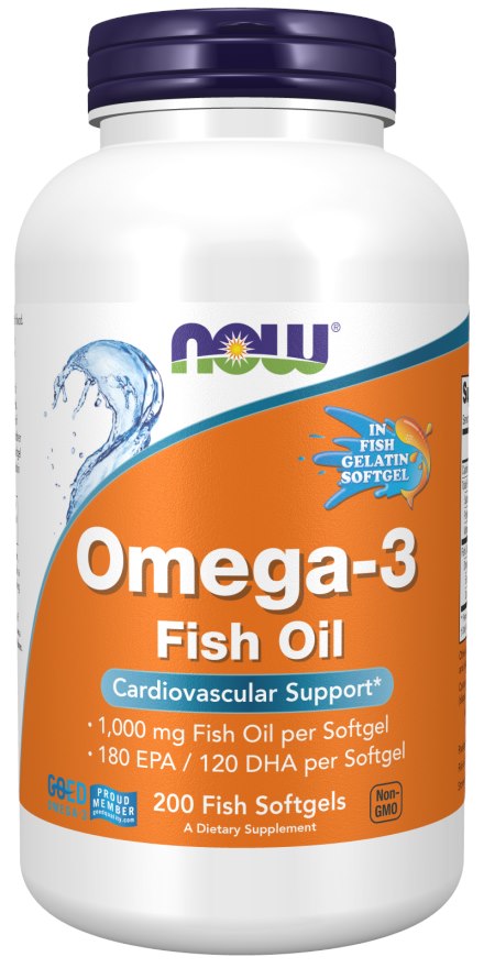 Now Foods molekulaarselt destilleeritud Omega-3 kalaõli pehmed geelkapslid, 200 tk.