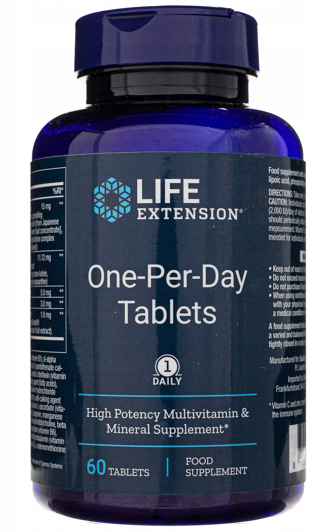 LIFE EXTENSION ühekordsed tabletid – ELi vitamiinide ja mineraalide kompleks 60 tabletti