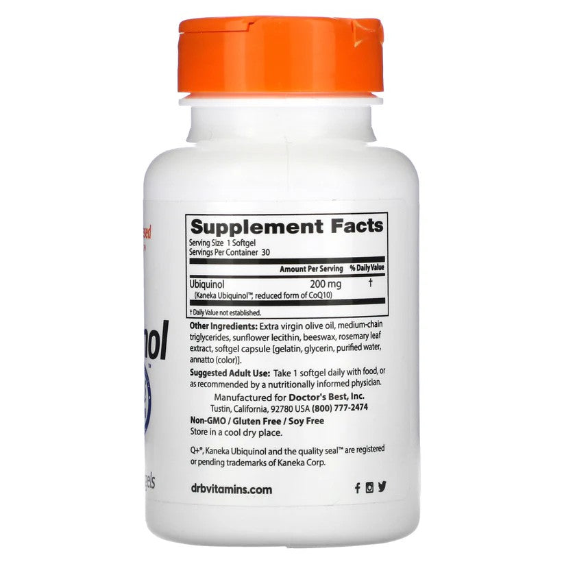 Doctor's Best Ubiquinol iš Kaneka 200 mg - 30 kapsulių - Magnis.lt