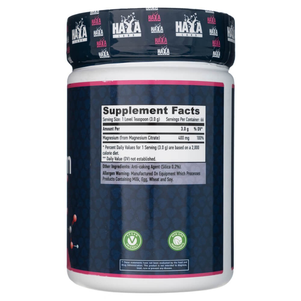 Haya Labs magneesiumtsitraat, pulber 400 mg – 200 g