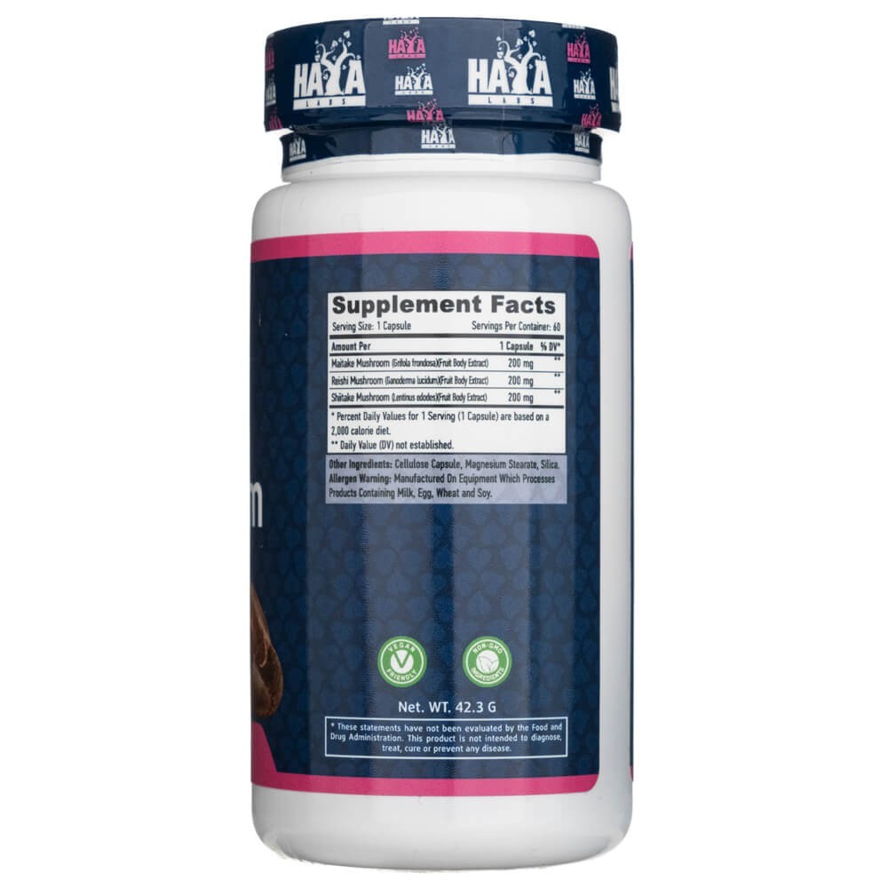 Haya Labs kolmekordne seenekompleks 600 mg - 60 kapslit
