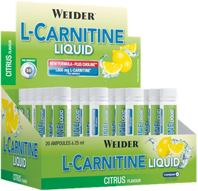 L-Carnitine Liquid, Citrus - 20 x 25 ml. - Weider