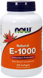 Vitamin E-1000 - Natural (Mixed Tocopherols) - 100 softgels - NOW Foods