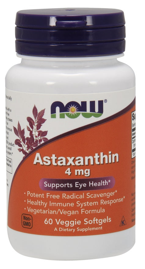 Astaxanthin, 4mg - 60 veggie softgels - NOW Foods