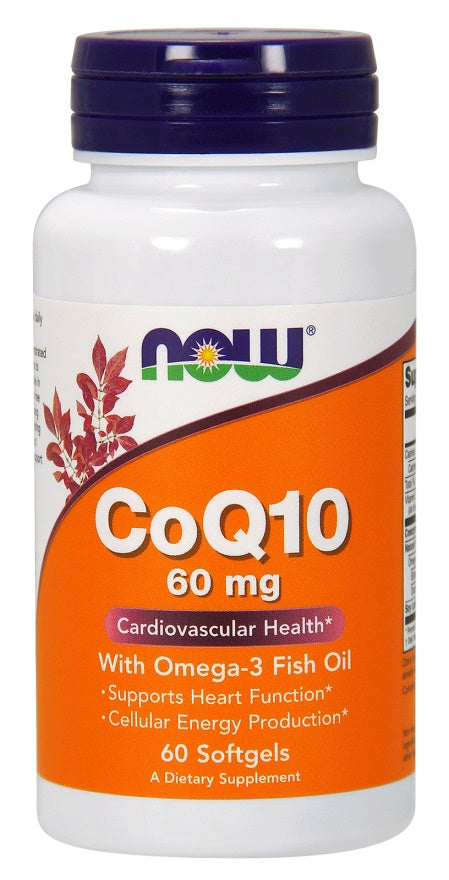 CoQ10 with Omega-3, 60mg - 60 softgels - NOW Foods
