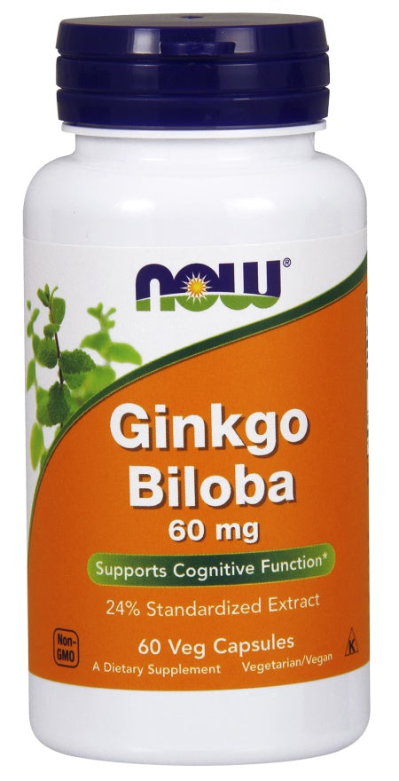 Ginkgo Biloba, 60mg - 60 vcaps - NOW Foods