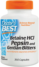 Betaine HCl Pepsin & Gentian Bitters - 360 caps - Doctor's Best