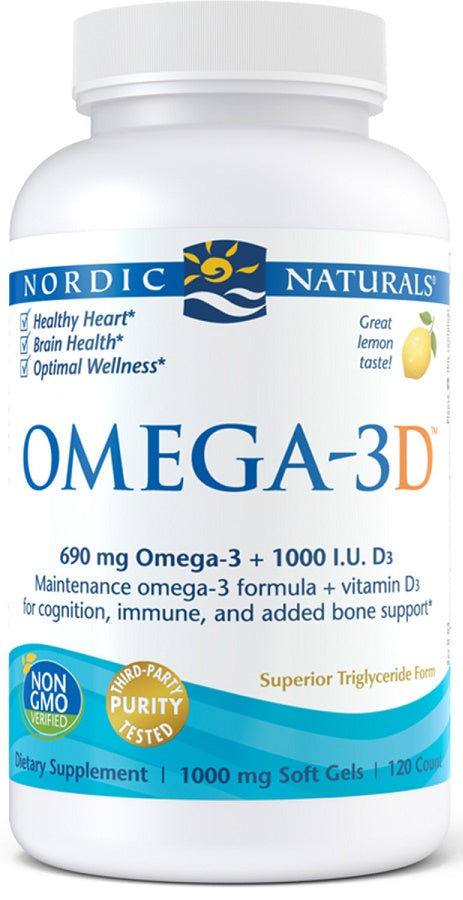 Omega-3D, 690mg Lemon - 120 softgels - Nordic Naturals