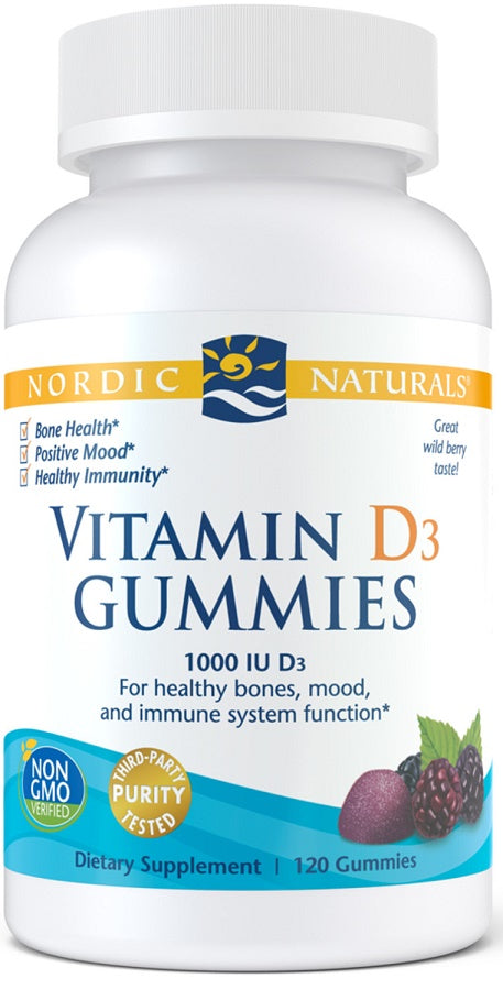 Vitamin D3 Gummies, 1000 IU Wild Berry - 120 gummies - Nordic Naturals