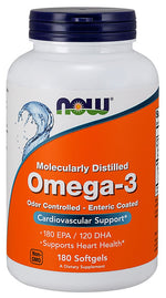 Omega-3 Enteric Coated - 180 softgels - NOW Foods