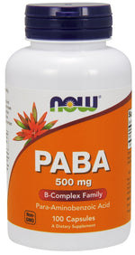 PABA, 500mg - 100 caps - NOW Foods