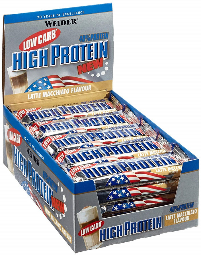 40% Low Carb High Protein Bar, Chocolate - 24 x 50g - Weider
