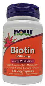 Biotin, 1000mcg - 100 vcaps - NOW Foods
