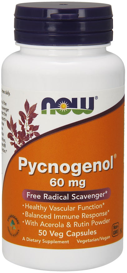 Pycnogenol with Acerola & Rutin Powder, 60mg - 50 vcaps - NOW Foods