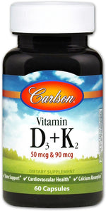 Vitamin D3 + K2 - 60 caps - Carlson Labs
