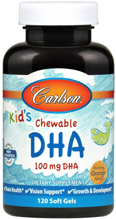 Kid's Chewable DHA, 100mg Orange - 120 softgels - Carlson Labs