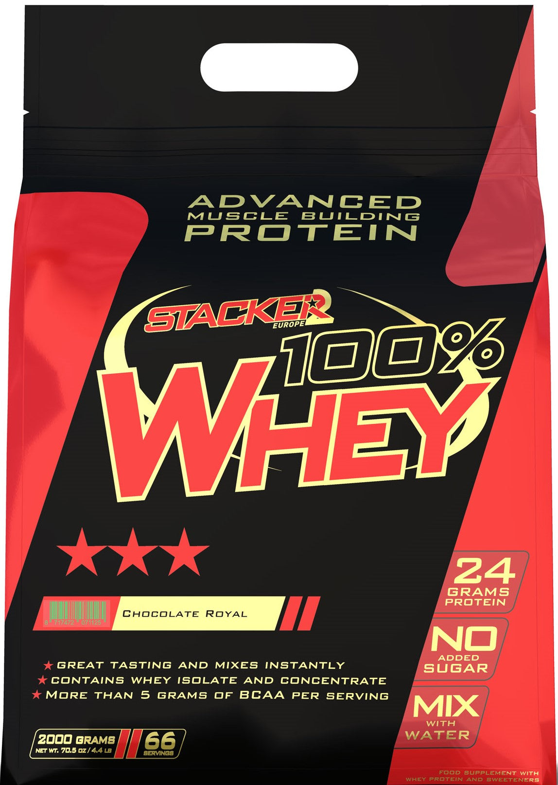 100% Whey, Chocolate - 2000 grams - Stacker2 Europe