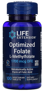 Optimized Folate, 1700mcg - 100 vegetarian tabs - Life Extension