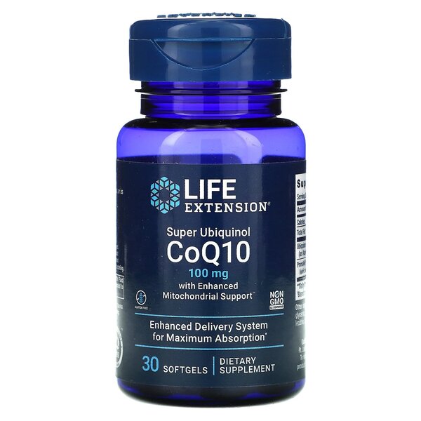 Super Ubiquinol CoQ10 with Enhanced Mitochondrial Support, 100mg - 30 softgels - Life Extension