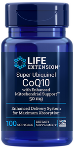 Super Ubiquinol CoQ10 with Enhanced Mitochondrial Support, 50mg - 100 softgels - Life Extension