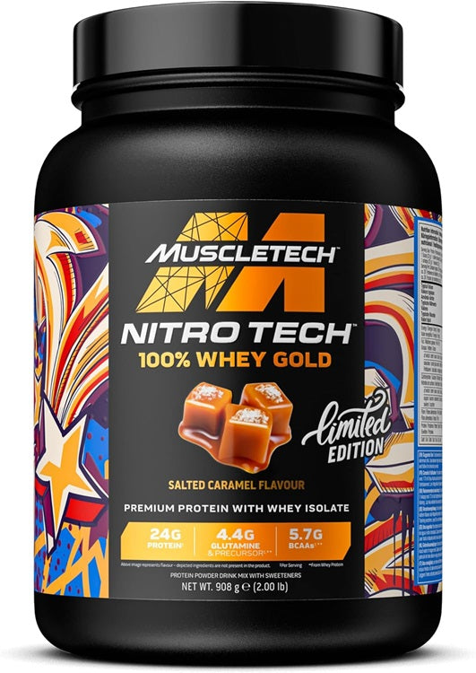 Nitro-Tech 100% Whey Gold, Salted Caramel - 908 grams - MuscleTech