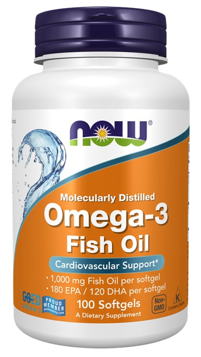 Omega-3 Fish Oil, Molecularly Distilled - 100 softgels - NOW Foods