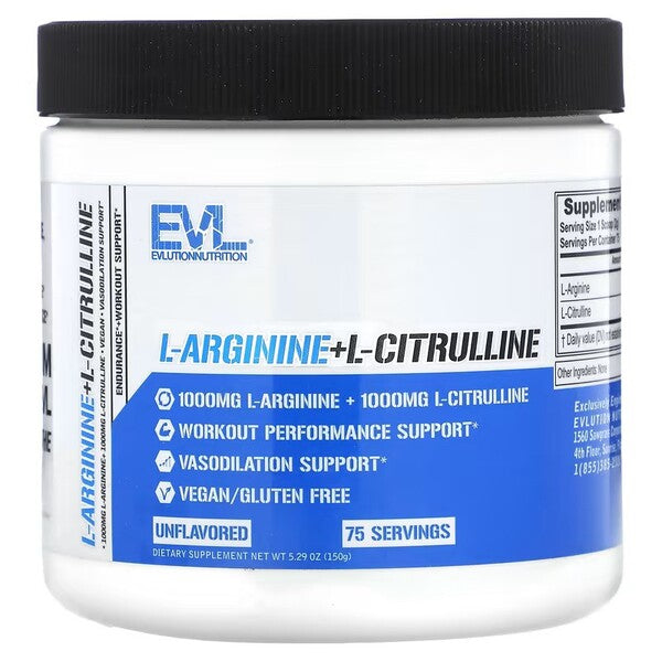 L-Arginine + L-Citrulline, Powder - 150 grams - EVLution Nutrition