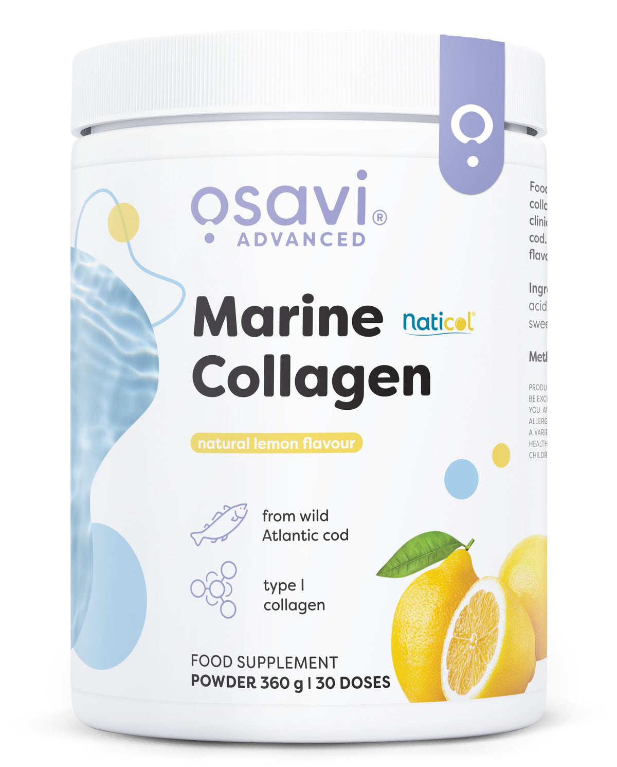Marine Collagen Wild Cod, Lemon - 360 grams - Osavi