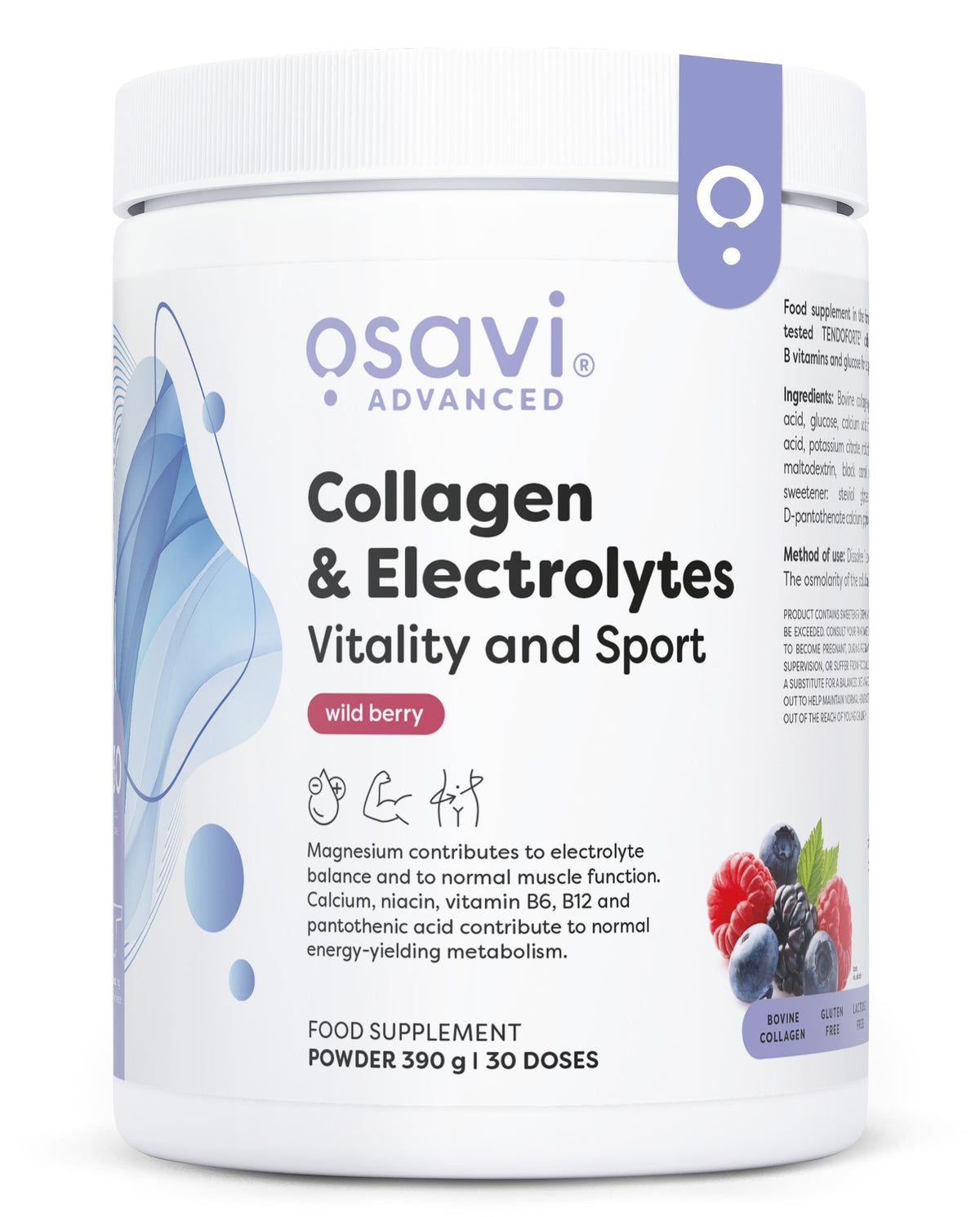 Collagen Electrolytes Vitality and Sport, Wild Berry - 390 grams - Osavi