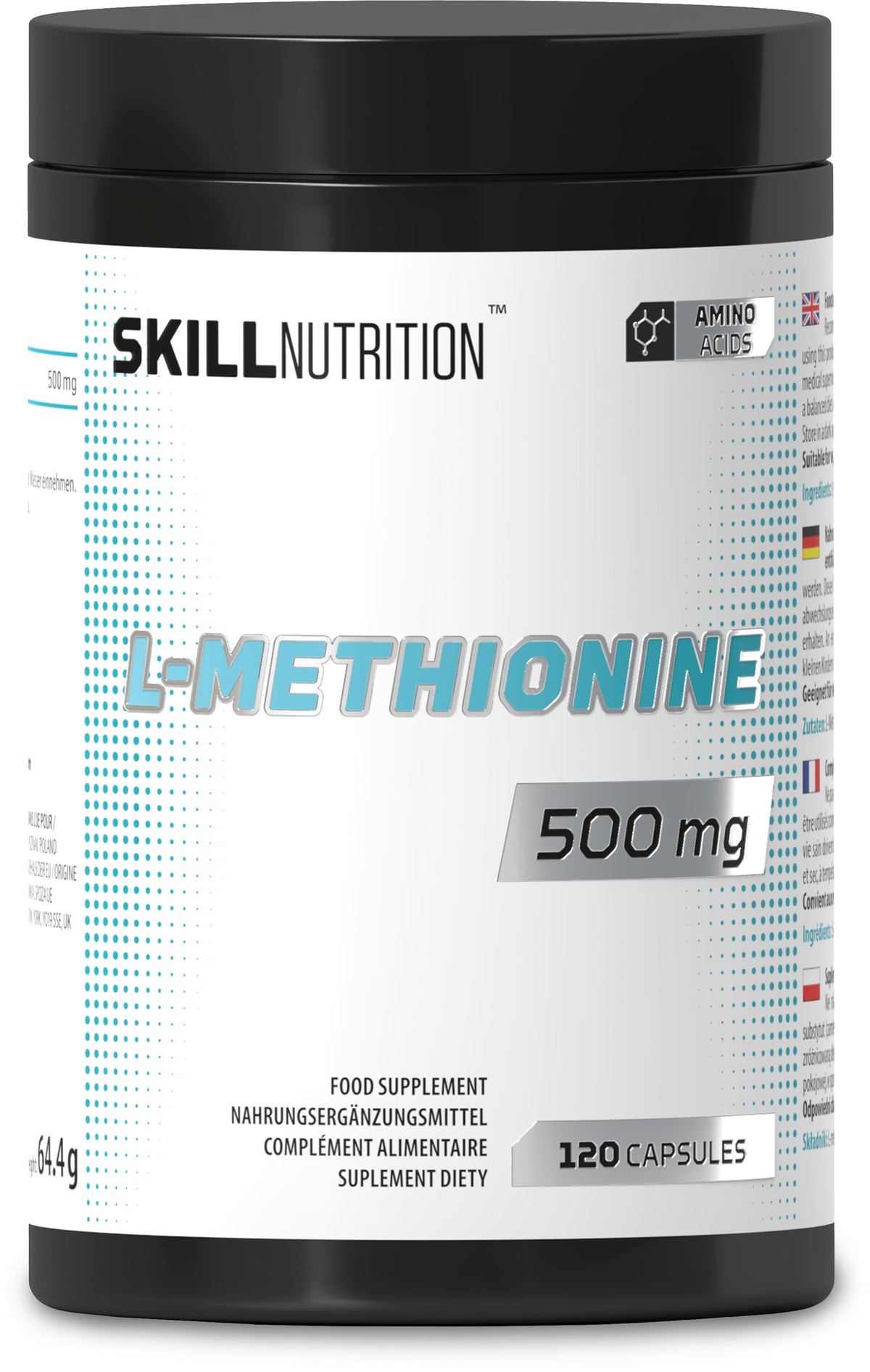 L-Methionine, 500mg - 120 vegan caps - Skill Nutrition