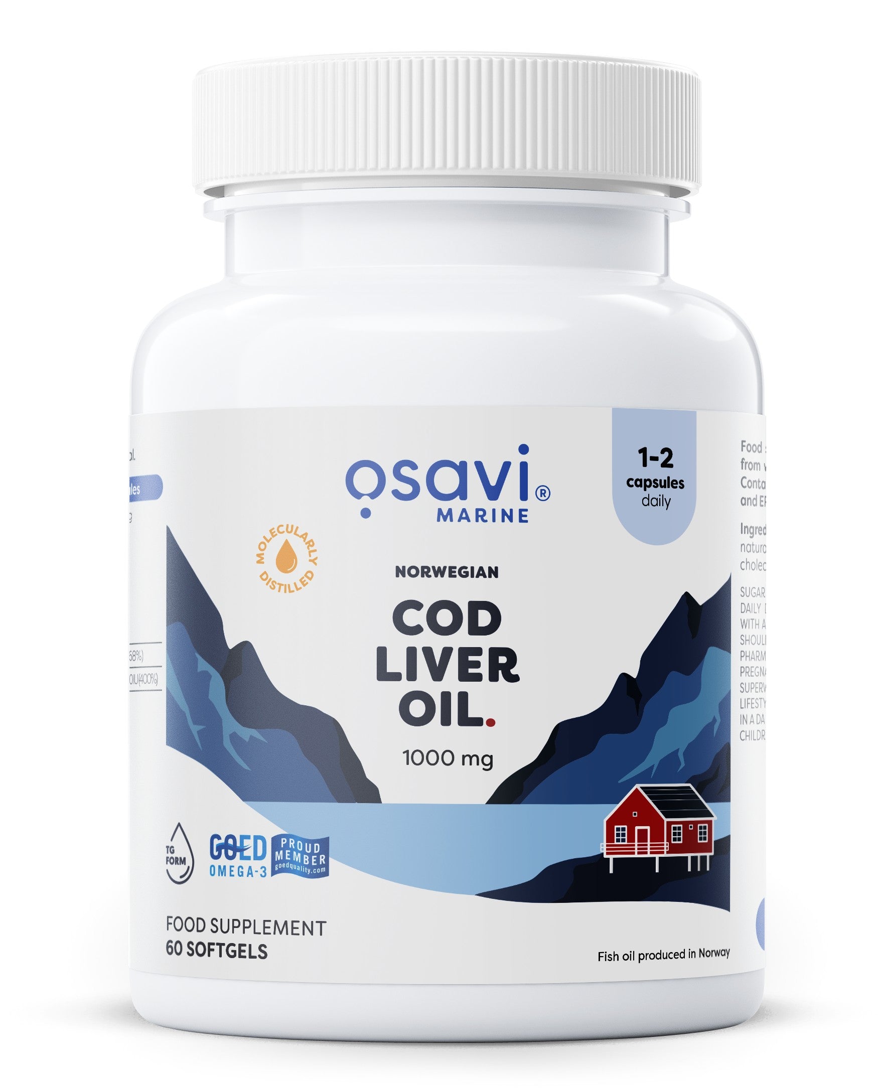 Norwegian Cod Liver Oil Softgels, 1000mg (Lemon) - 60 softgels - Osavi