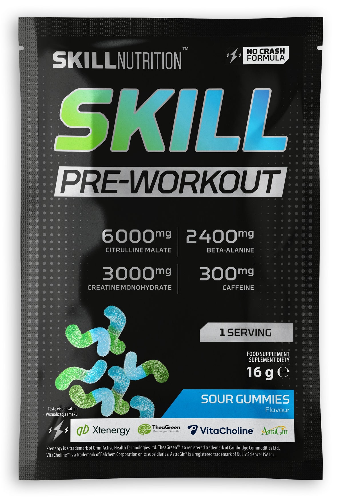 Skill Pre-Workout, Sour Gummies - 16-16.5 grams (1 serving) - Skill Nutrition