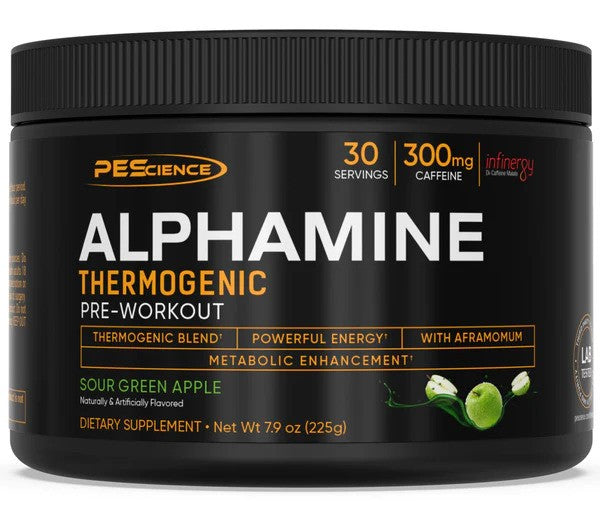 Alphamine, Sour Green Apple - 225 grams - PEScience
