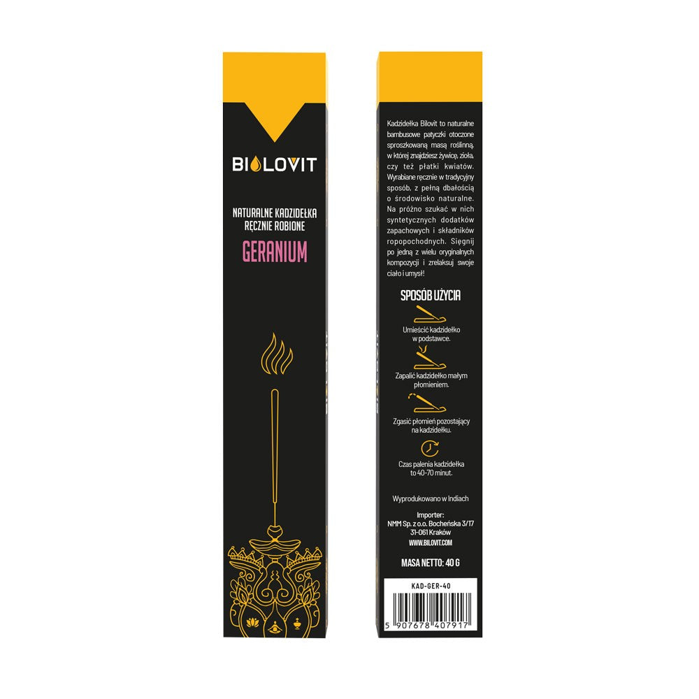 Bilovit looduslikud aroomi viirukipulgad Geranium - 40 g