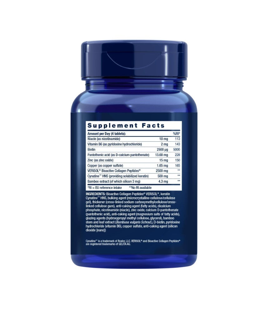 Life Extension Collagen Plus formulė plaukams, odai ir nagams VERISOL® - 120 tablečių - Magnis.lt