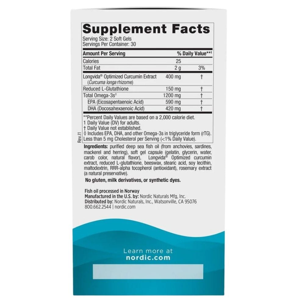 Nordic Naturals Ultimate Omega + kurkumiin – 60 kapslit