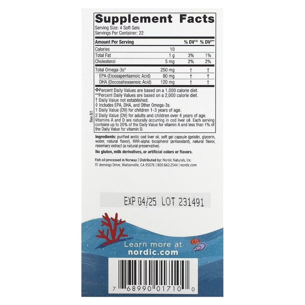 Nordic Naturals DHA 250 mg – 90 laste minikapslit