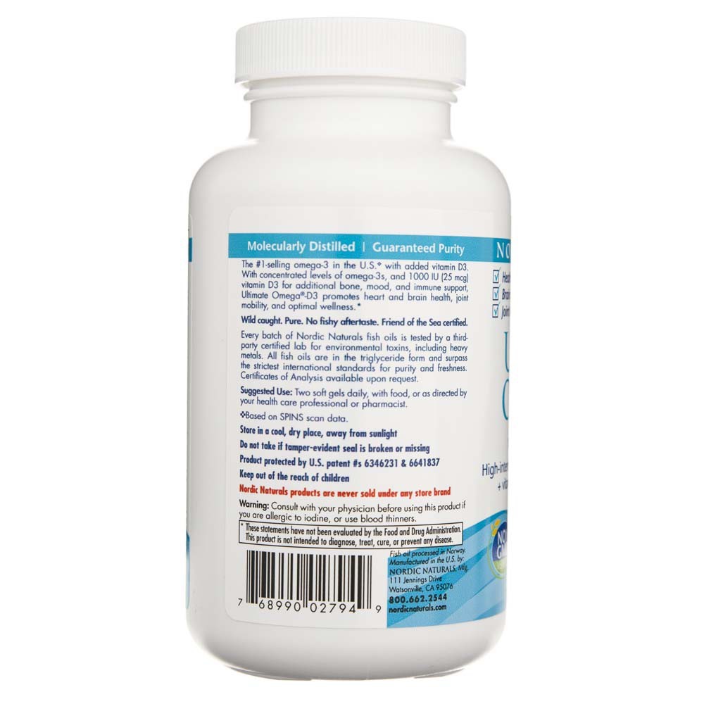 Nordic Naturals Ultimate Omega-D3 Lemon 640 mg - 120 pehmet geelkapslit