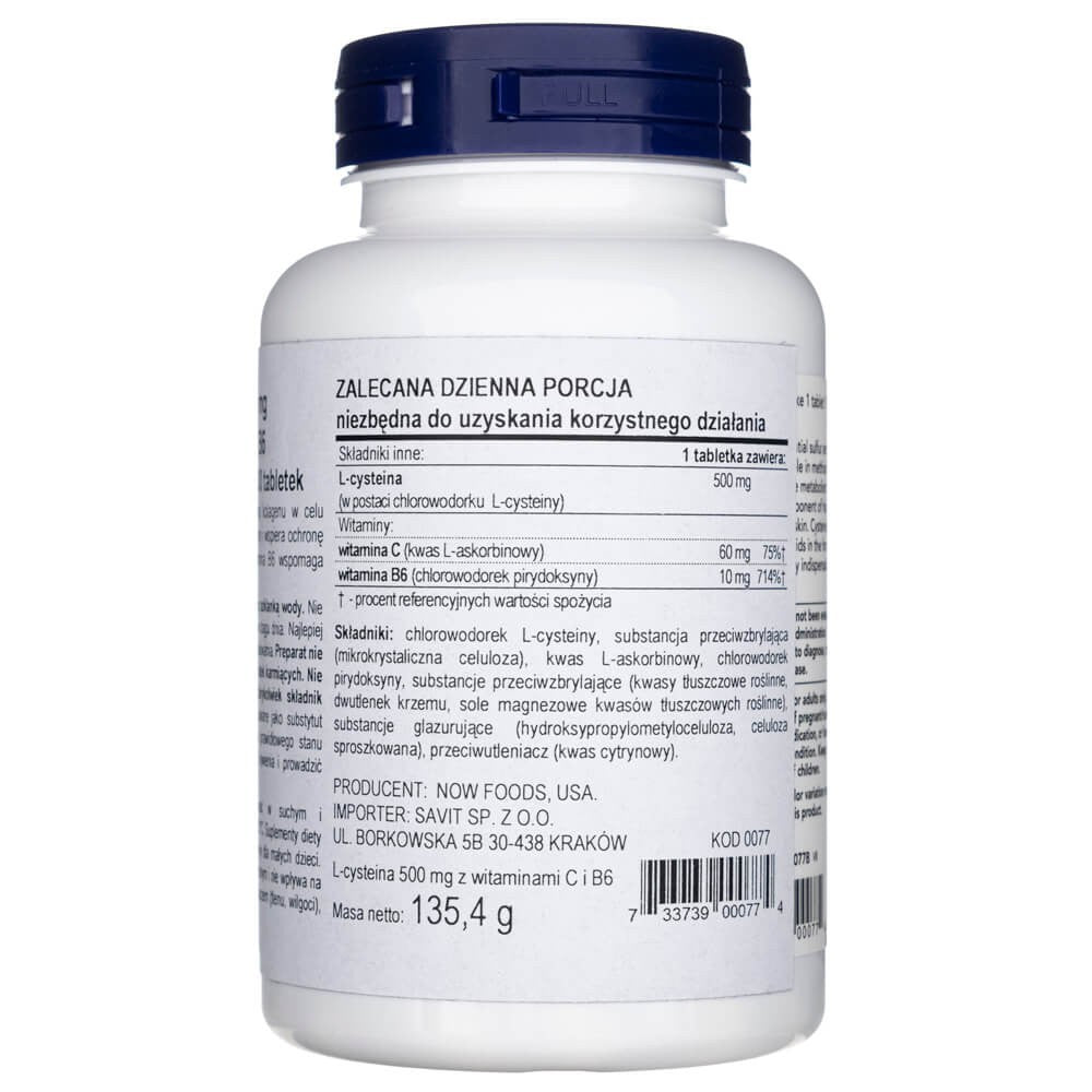 Now Foods L-tsüsteiin 500 mg - 100 tabletti