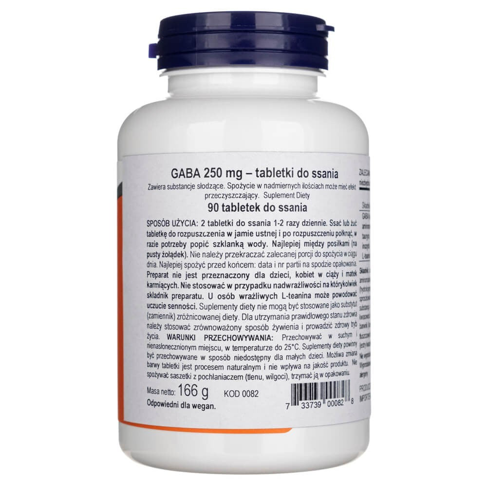 Now Foods GABA apelsini maitsega närimistabletid - 90 tabletti