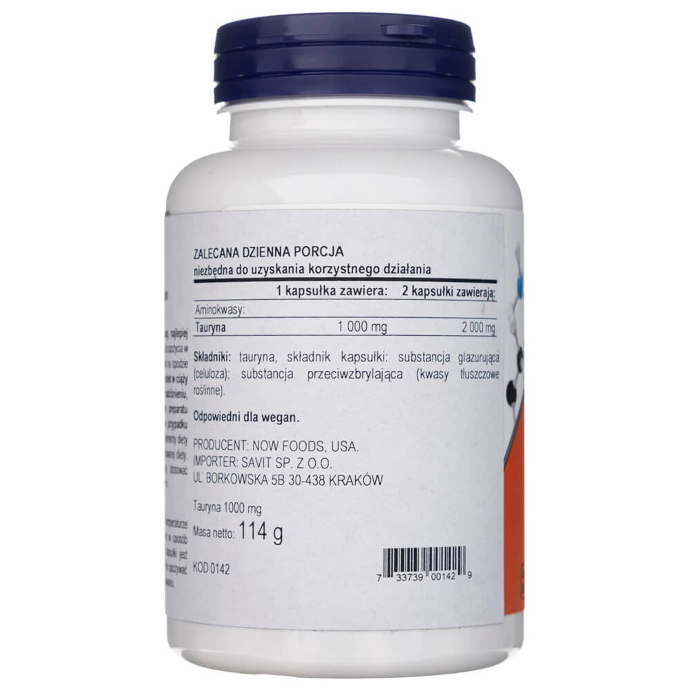 Now Foods Tauriin Double Strength 1000 mg - 100 kapslit