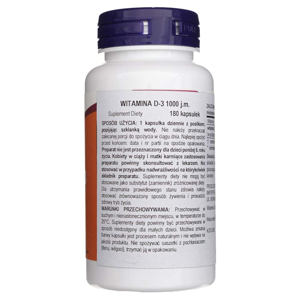 Now Foods D3 vitaminas 1000 IU - 180 pehmekapslit
