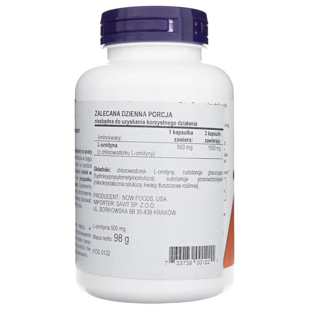 Now Foods L-Ornithine 500 mg - 120 kapslit